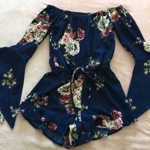 Floral off the shoulder romper